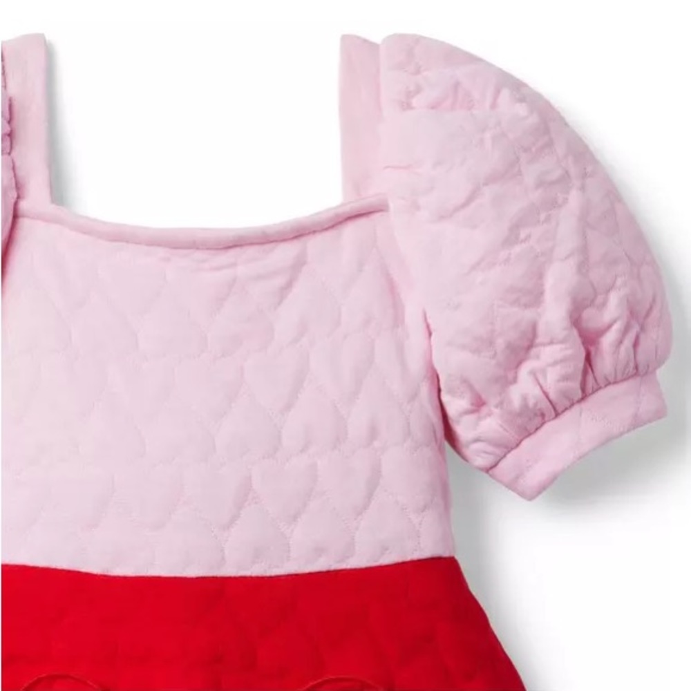 JANIE AND JACK FAIRYTALE QUILTED VALENTINE HEART JACQUARD DRESS - Picture 3 of 4
